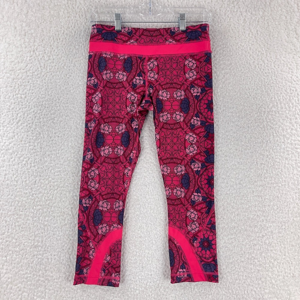 Lululemon Pink‎ Floral Inspire Crop II Legging Pants Womens Yoga Stretch Size 6